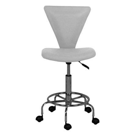 TABURETE CON RESPALDO BASE CIRCULAR BLANCO